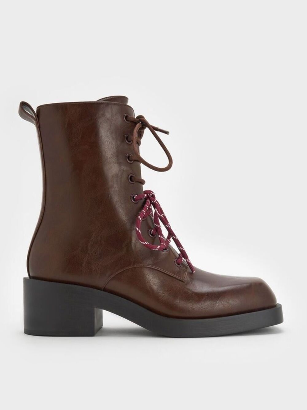 ✨Charles & Keith Logan Double-Lace Calf Sz 36 Boots - Dark Brown✨ - Picture 4 of 11